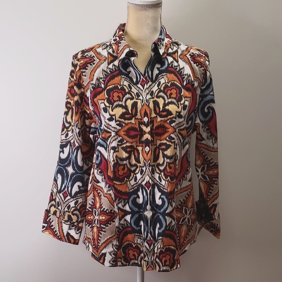Chico's Tops - Chico's size 1 brightly colored button down shirt.  F39